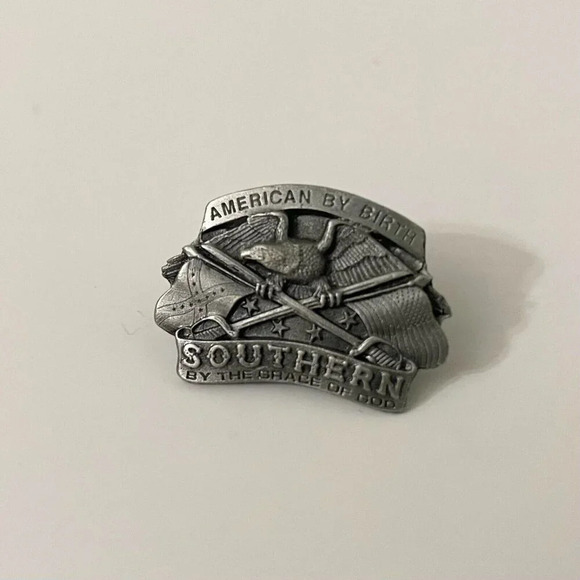 Vintage 1992 Bergamot Pin American By Birth Sourthern by The Grace of God - Picture 1 of 9